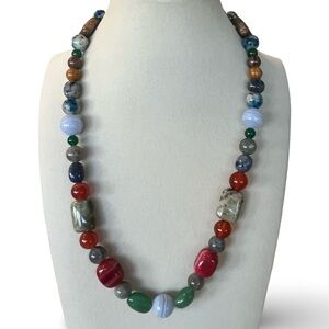 Multicolor Polished Crystal Beaded Necklace